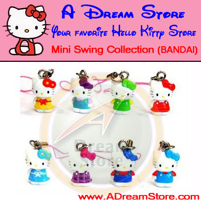 Detail Picture for FULL SET OF 8PC HELLO KITTY MINI SWING CELL PHONE STRAP COLLECTION
