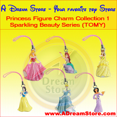 Detail Picture for FULL SET OF 6PC Disney Princess Figures Charm COLLECTION Series 1 BY TOMY